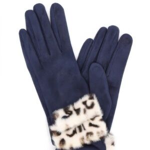 Leopard Faux Fur Cuff Smart Touch Gloves